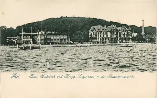 Kiel Kais. Yachtklub und Krupp-Logierhaus an der Strandpromenade 1900
