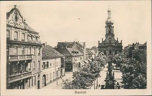 Ansichtskarte Rastatt Häuser Zeile Partie an der Kirche 1910