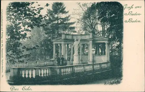 Ansichtskarte Baden-Baden "Das Echo" im Kurpark, Denkmal 1900