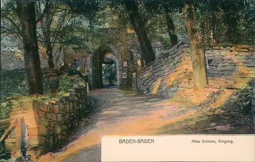 Baden-Baden Eingang Aufweg zum Schloss Hohenbaden (Altes Schloss) 1900