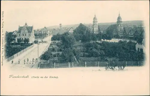 Ansichtskarte Freudenstadt Panorama-Ansicht Straßen Partie a.d. Kirche 1900