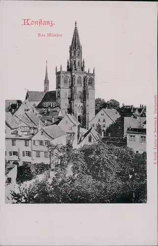 Ansichtskarte Konstanz Häuser Gruppe vor dem Münster 1900