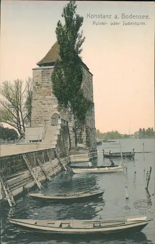 Ansichtskarte Konstanz Partie am Juden-Turm bzw. Pulverturm, Ruderboote 1900