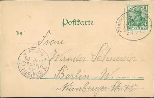 Ansichtskarte Karlsruhe Schwarzwaldhaus am Lauterberg 1903 Bahnpoststempel