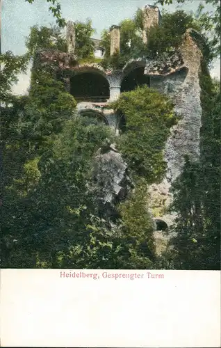 Heidelberg Gespreng  Turm   1900 Prägekarte  Stempel Bergbahnstation Molkenkur