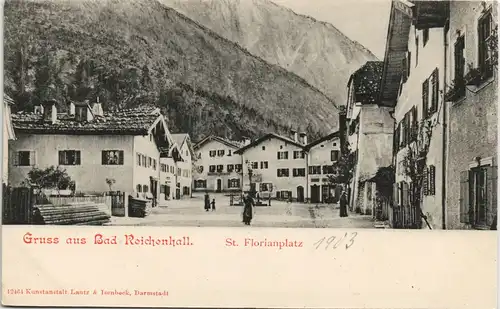 Bad Reichenhall Straßen Partie, St. Floriansplatz, Dorf-Idylle 1903