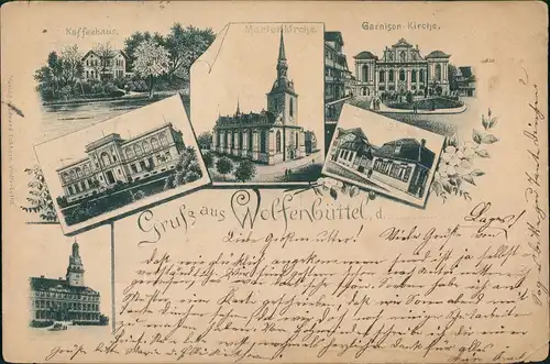 Ansichtskarte Wolfenbüttel Kirche, Kaffeehaus - MB 1898