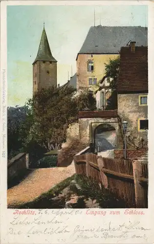 Ansichtskarte Rochlitz Eingang Schloss 1901