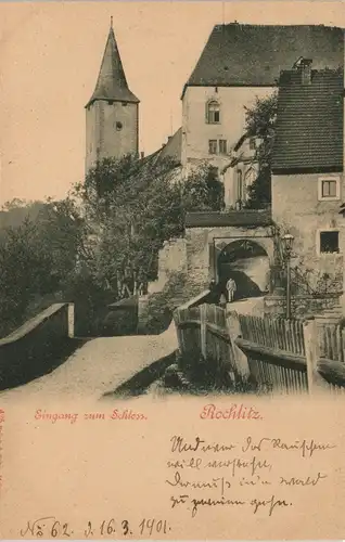 Ansichtskarte Rochlitz Schloss - Eingang 1901