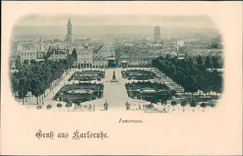 Karlsruhe Stadtteilansicht Panorama-Ansicht, Vogelschau-Perspektive 1900