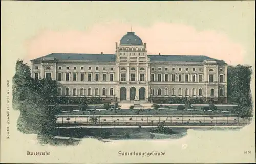 Ansichtskarte Karlsruhe Stadtteilansicht Partie am Sammlungsgebäude 1900