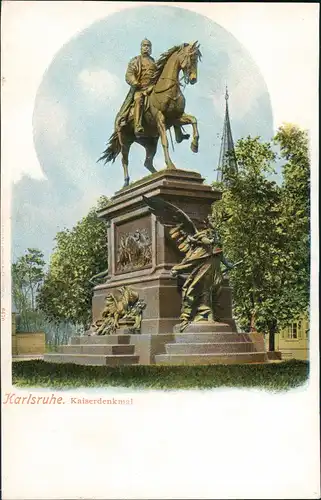 Litho AK Karlsruhe Partie am Kaiser-Denkmal 1900 LEIPHEIM (mit Ankunftsstempel)