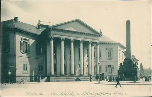 Ansichtskarte Karlsruhe Rondelplatz, Denkmal u. Markgräfliches Palais 1900