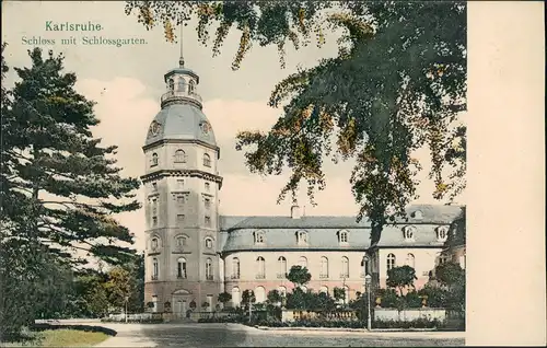 Karlsruhe Schloß  Schloss-Garten, Außen 1906   gel  STUTTGART  Ankunftsstempel