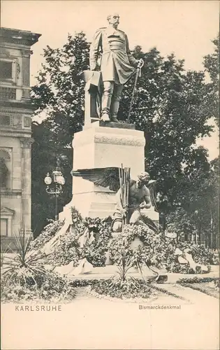 Ansichtskarte Karlsruhe Partie am Bismarck-Denkmal 1900