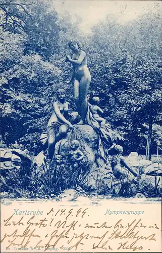 Denkmal Nymphengruppe Darstellung  Nymphe Blaudruck