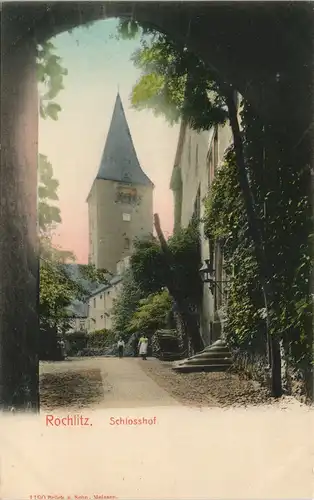 Ansichtskarte Rochlitz Schloss - Hof, coloriert 1904