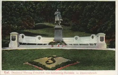 Ansichtskarte Düsternbrook-Kiel Herzog Friedrich Denkmal coloriert 1906