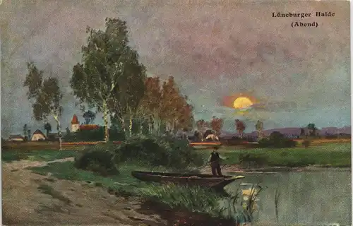 .Niedersachsen Lüneburger Heide - Künstlerkarte Mondschein 1908