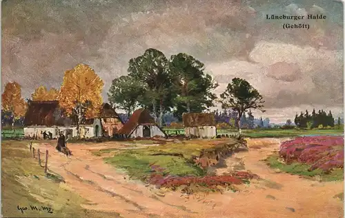 Ansichtskarte .Niedersachsen Lüneburger Heide Gehöft - Mondnacht 1908