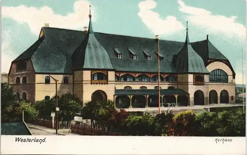 Westerland-Gemeinde Sylt Partie am Kurhaus, color Gesamtansicht 1900