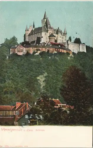 Wernigerode Schloss (Castle) Feudalmuseum, Ansicht vom Ort aus 1904