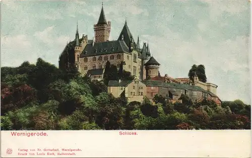 Ansichtskarte Wernigerode Schloss, Castle, Feudalmuseum, Gesamtansicht 1900