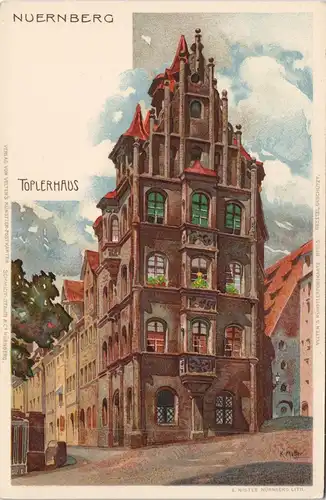 Ansichtskarte Nürnberg Künstlerkarte Toplerhaus - K. Mutter signiert 1908