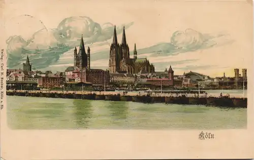 Ansichtskarte Köln Totale - Künstlerkarte 1900