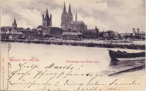 Ansichtskarte Köln Totale - Behelfsbrücke 1899