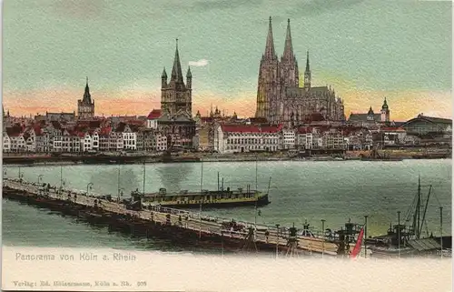 Ansichtskarte Köln Totale, Behelfsbrücke - Bade-Anstalt 1905