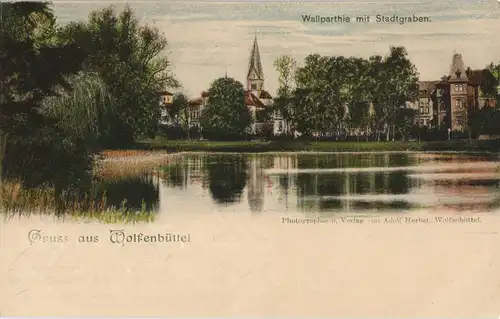 Ansichtskarte Wolfenbüttel Wallpartie mit Stadtgraben 1899