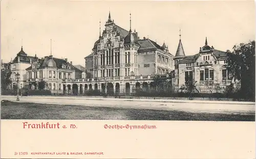 Frankfurt am Main Strassen Partie am Goethe-Gymnasium, Schule, Schulgebäude 1900