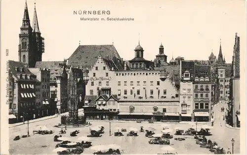 Ansichtskarte Nürnberg Sebalduskirche/St. Sebald Marktplatz 1900