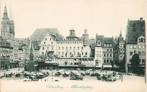 Nürnberg Marktplatz, Markttreiben, Stände & Geschäftstreiben 1900