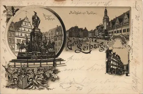 Ansichtskarte Litho AK Leipzig Grimmaische Straße, Markt 1898