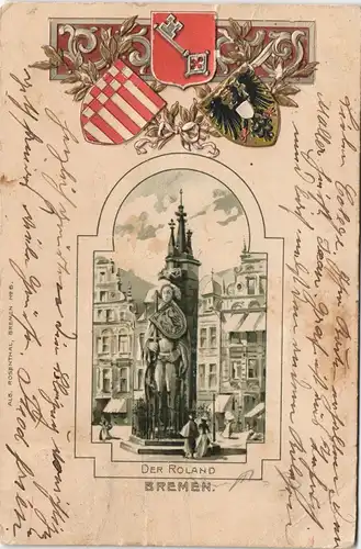 Ansichtskarte Bremen Roland - Präge-Heraldik AK 1900 Prägekarte