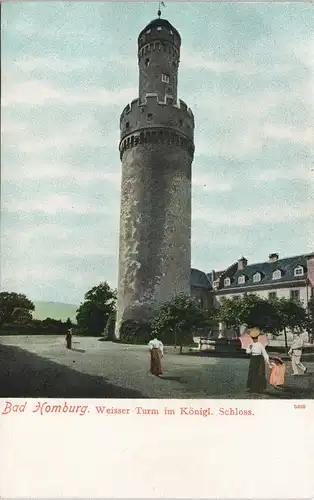 Litho AK Bad Homburg der Höhe Weisser Turm Königl. Schloss (Castle Tower) 1900