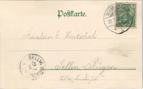 Weesenstein (Müglitz) Schloss   1900   gelaufen SELLIN RÜGEN Ankunftsstempel)