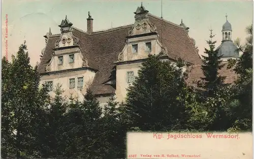 Wermsdorf Kgl. Jagdschloss Jagd Schloss Handcolorierte Künstlerkarte 1906