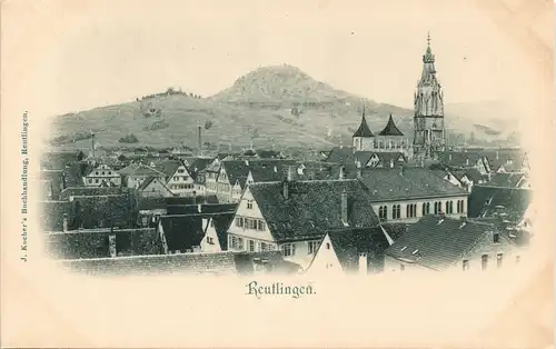 Reutlingen Panorama-Ansicht Blick auf das Zentrum mit Kirche 1900