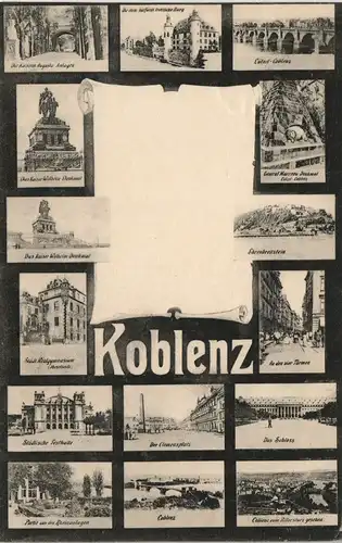 Ansichtskarte Koblenz Stadtteilansichten Mehrbild-AK mit 15 Ansichten 1904
