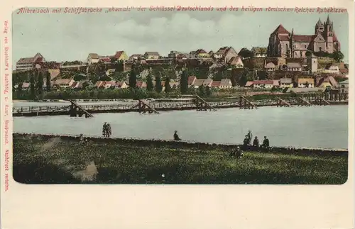 Ansichtskarte Breisach (Rhein) Schiffsbrücke - Stadt 1906