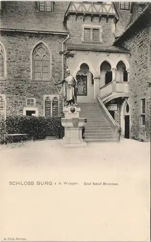 Ansichtskarte Burg an der Wupper-Solingen Schloss Burg Graf Adolf Brunnen 1912