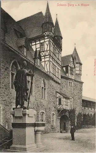 Ansichtskarte Burg an der Wupper-Solingen Schloss Burg - Hof Denkmal 1908