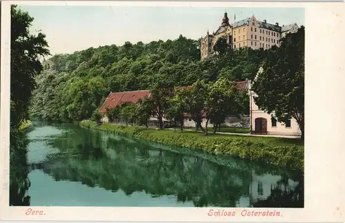 Ansichtskarte Gera Schloß Osterstein - Flusspartie 1908