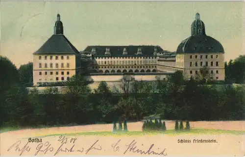 Ansichtskarte Gotha Schloß Friedenstein mit Park 1908