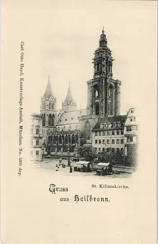 Ansichtskarte Heilbronn Kilianskirche, Marktstände 1904