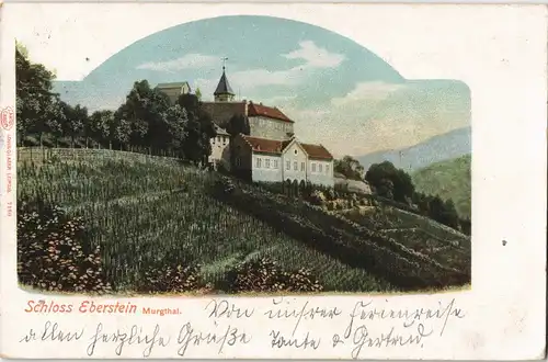Ansichtskarte Gernsbach Schloss Eberstein - Weinberg 1912