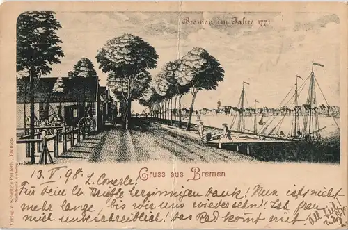 Ansichtskarte Bremen Straßenpartie - Hafen 1898/0000